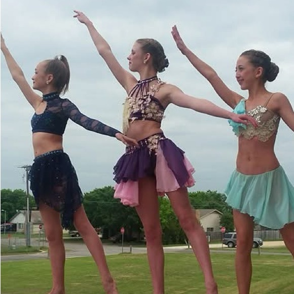 Pink and purple 2 piece dance costume - Picture 2 of 10